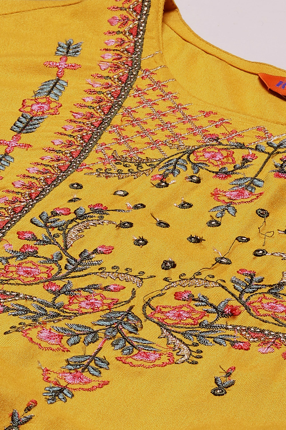 Mustard LIVA Straight Kurta image number 1